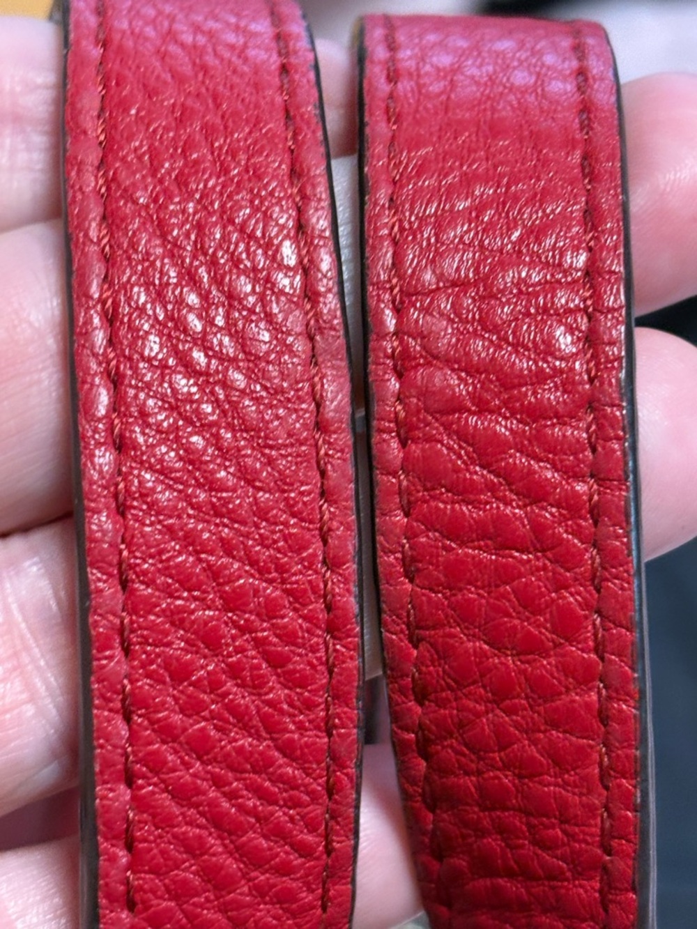 Michael Kors vibrant red Pebbled Leather Shoulder Bag with Gold Accents - Picture 8 of 14